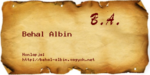 Behal Albin névjegykártya