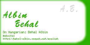 albin behal business card
